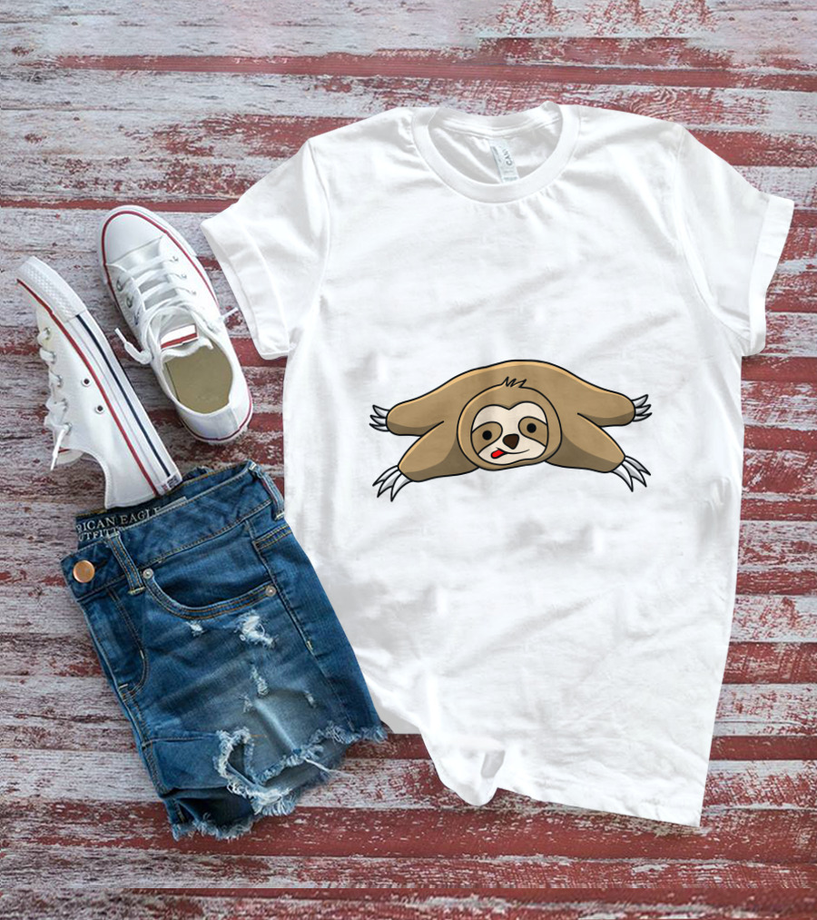 Lazy Sloth Relaxing With Tongue Out Iconic Pose T-Shirt