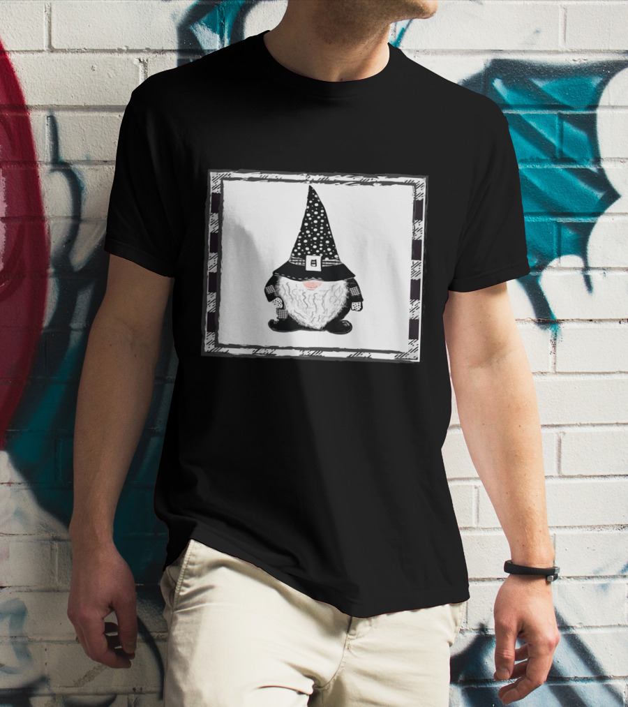 Gnome Black And White Polka Dot Hat Belted T-Shirt