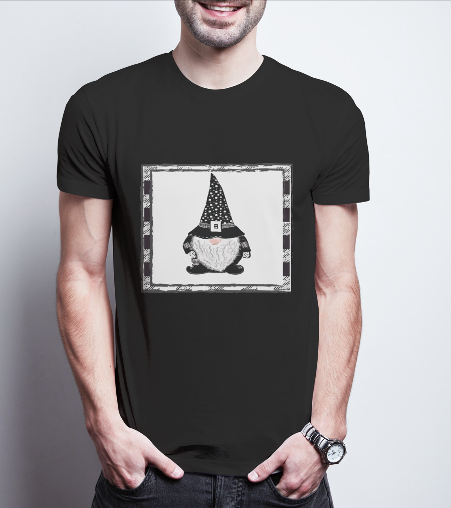 Gnome Black And White Polka Dot Hat Belted T-Shirt