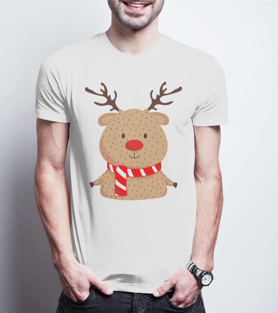 Baby Reindeer In Festive Winter Scarf T-Shirt