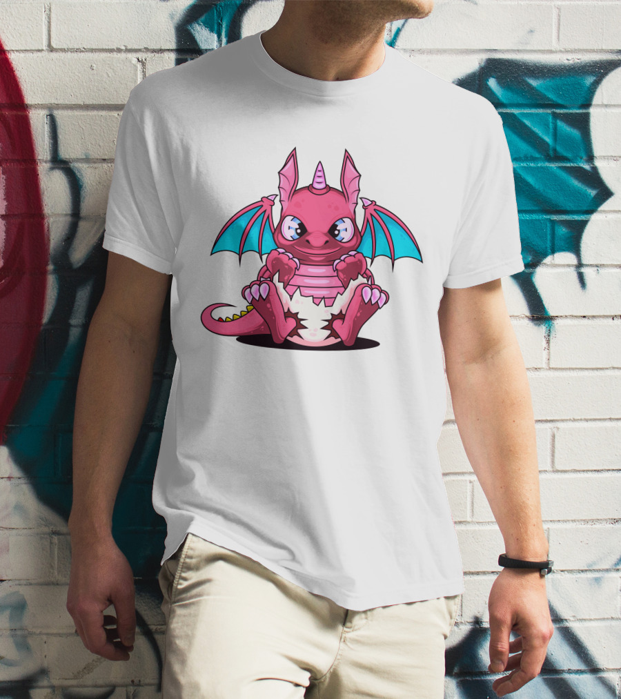Pink Dragon Cute Cerulean Winged Hatchling T-Shirt