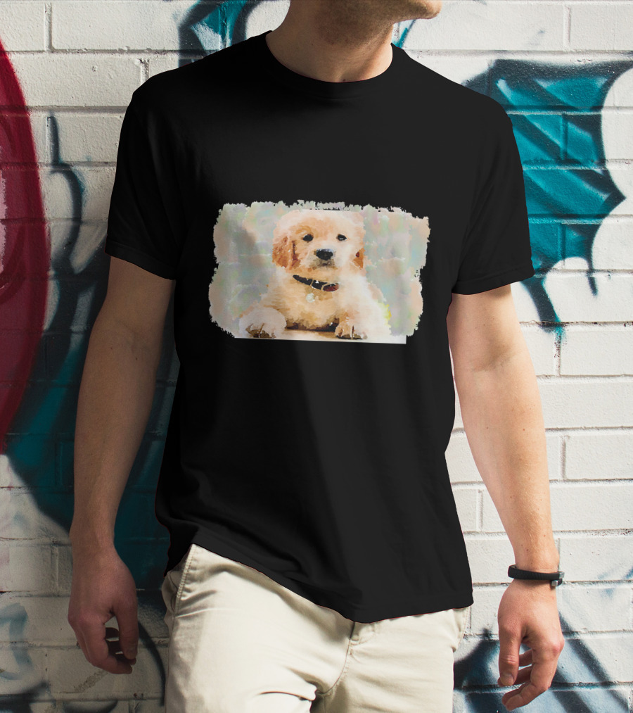 Watercolor Puppy Dog Golden Retriever Pastel Abstract T-Shirt