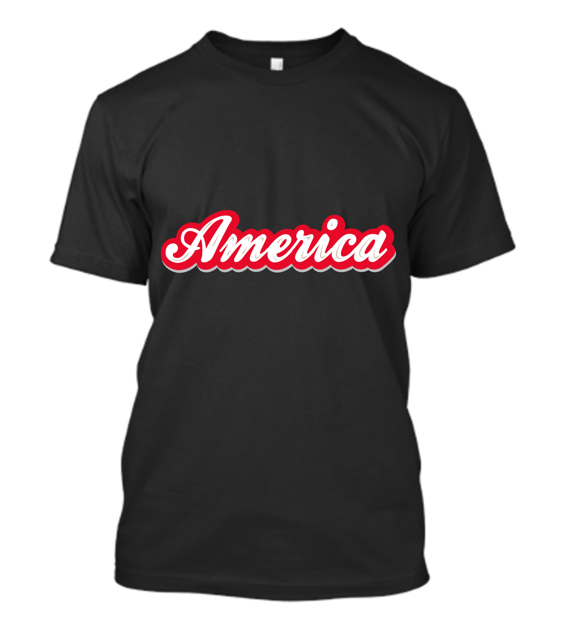 America Script Red White Cursive T-Shirt