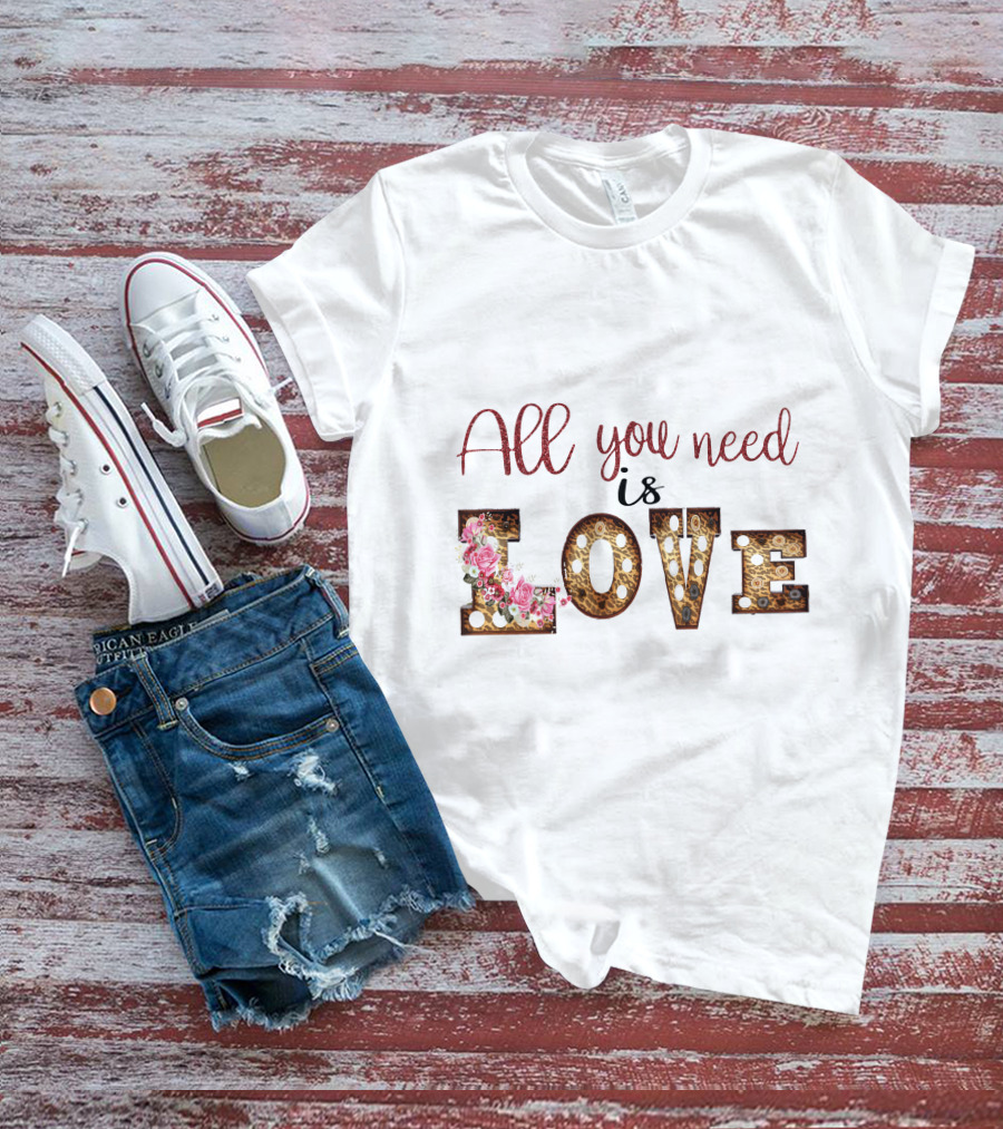 All You Need Is Love Floral Marquee Lights T-Shirt