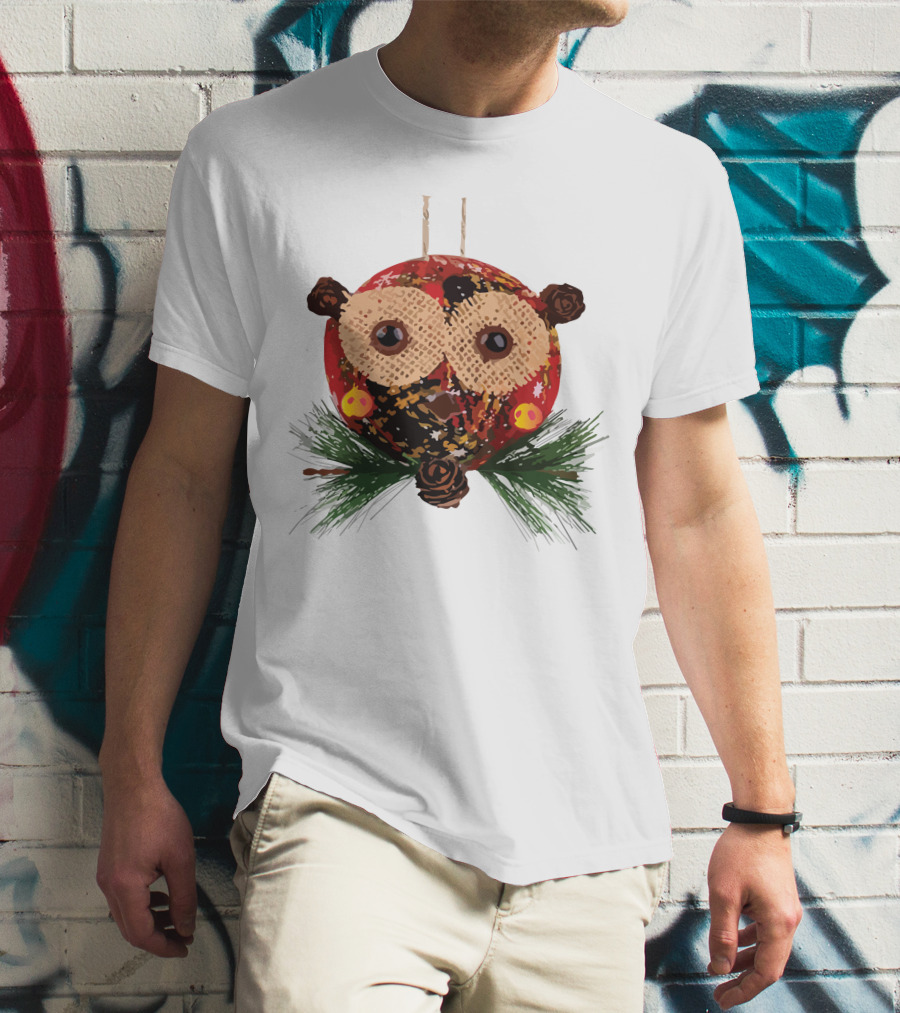 Christmas Ball Ornaments Owl With Pinecones And Greenery T-Shirt