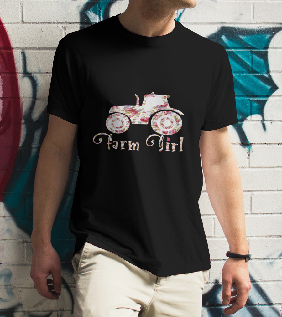Farm Girl Floral Tractor T-Shirt