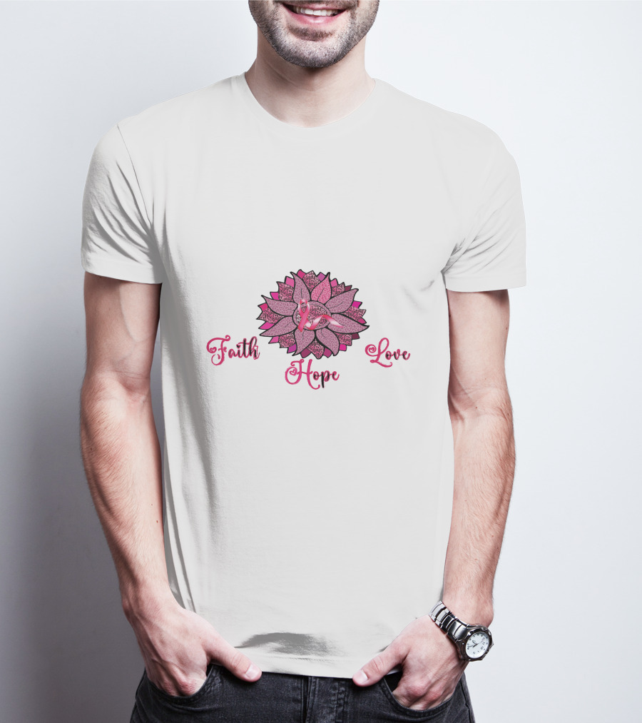 Faith Hope Love Pink Ribbon Leopard Sunflower T-Shirt