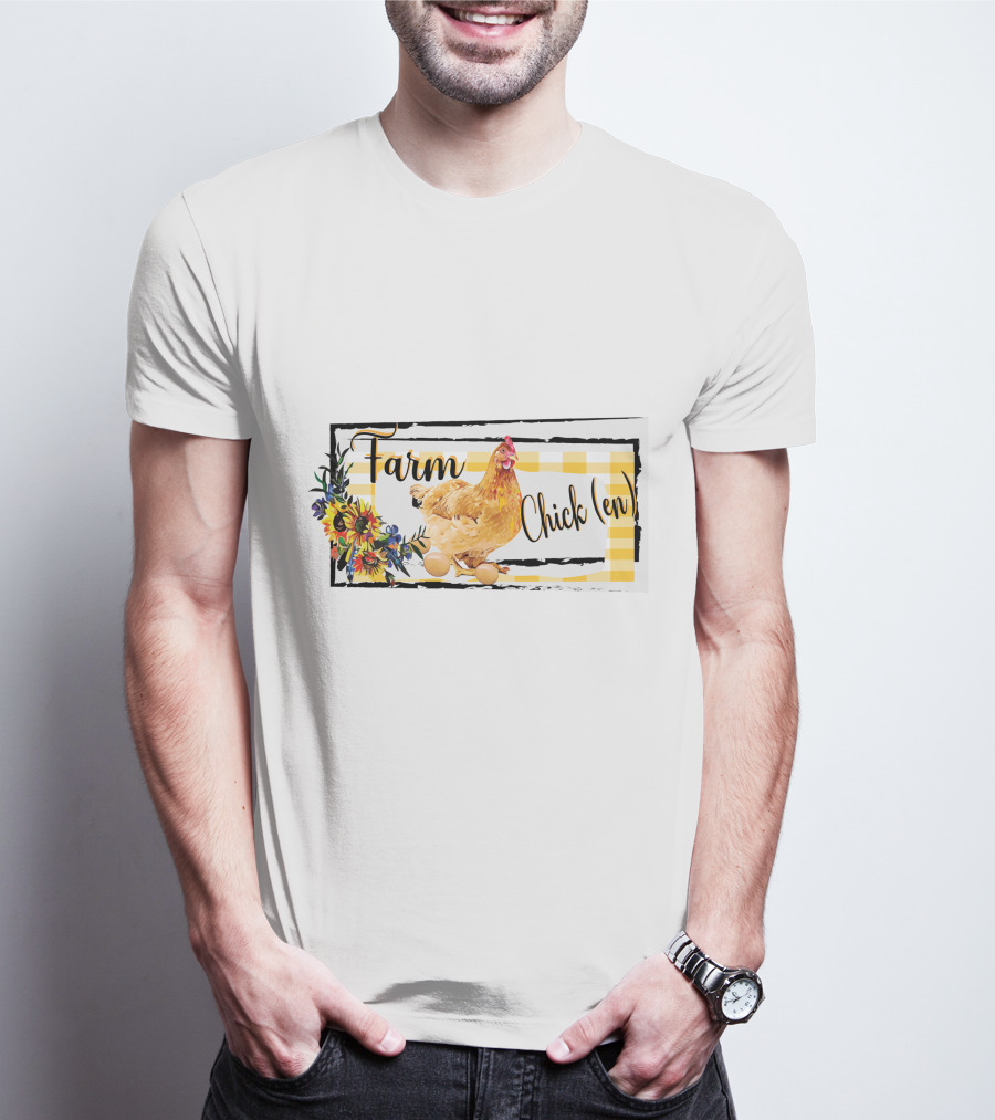Farm Chicken Sunflower Fall Thanksgiving T-Shirt