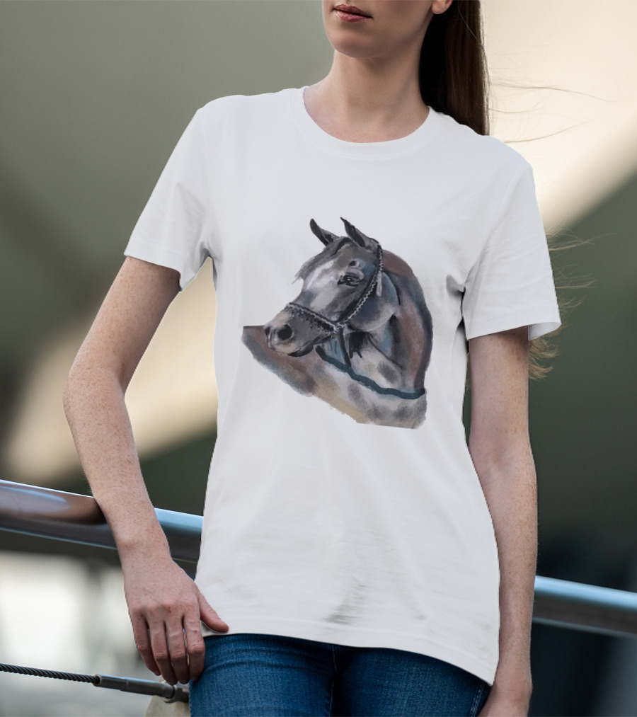 Watercolor Portrait Of Arabian Horse Head T-Shirt