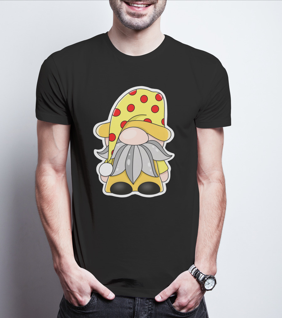 Funny Gnomes Yellow Red Polka Dot Hat T-Shirt