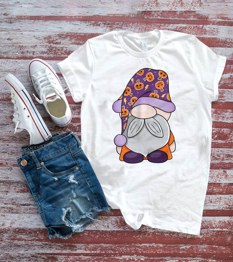Fantastic Gnome Halloween Pumpkin Pattern Hat And Costume T-Shirt