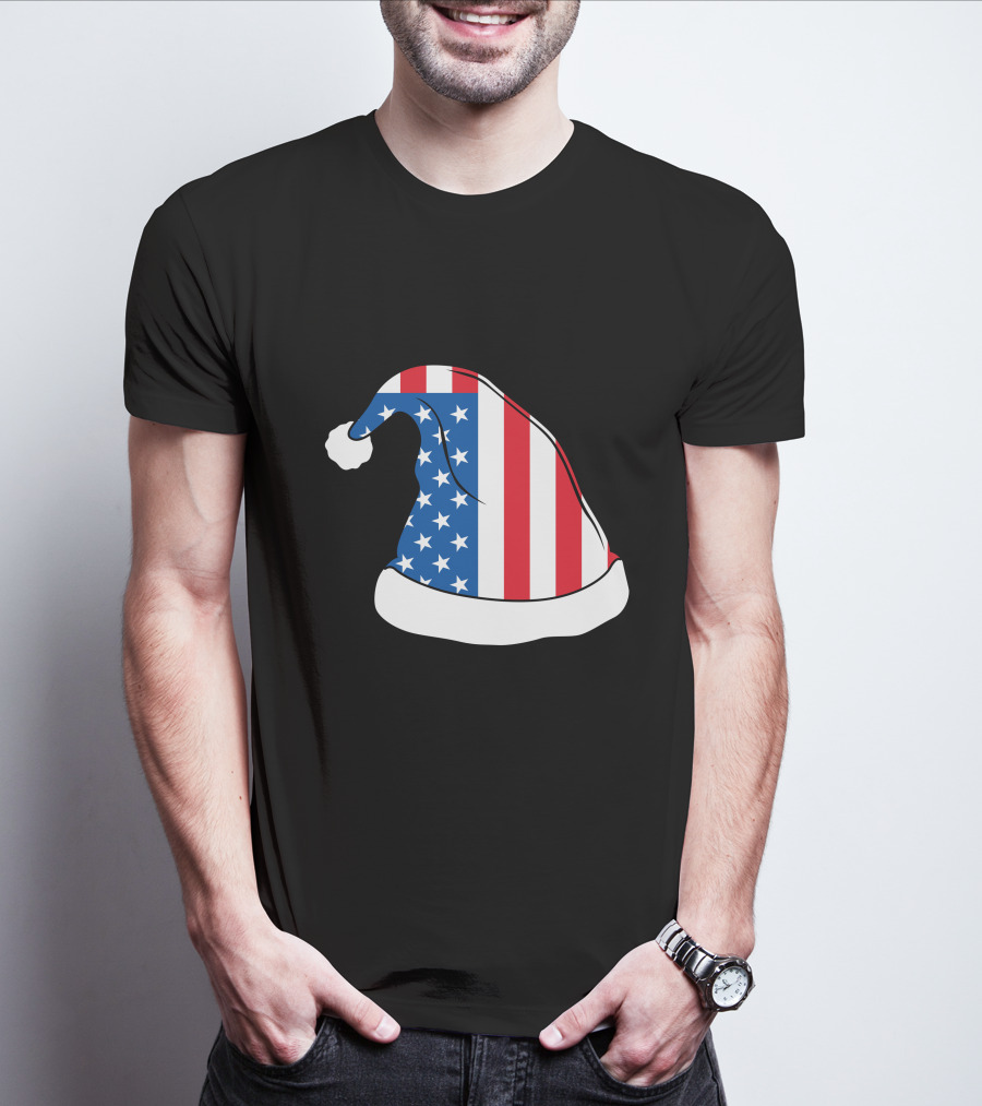 USA Flag Santa Hat Christmas Hat T-Shirt