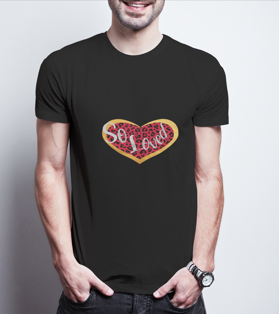So Loved Heart Red Leopard Valentine's Day T-Shirt