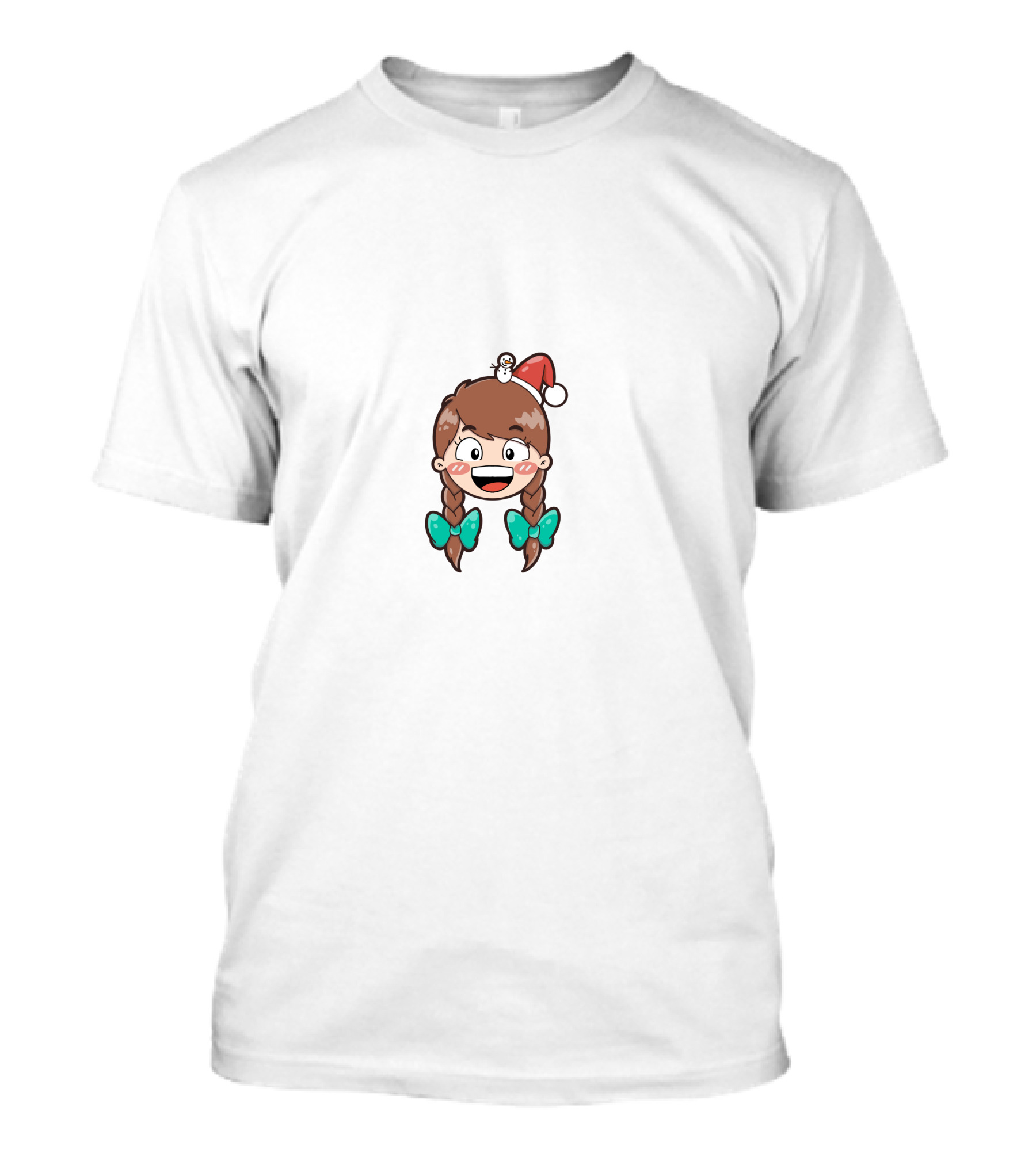 Santy Girl Cute Cartoon With Santa Hat And Snowman T-Shirt