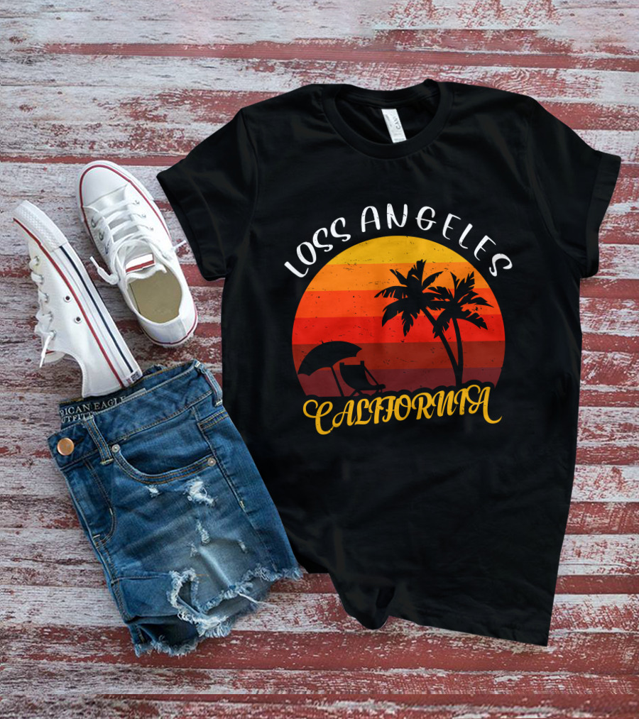Loss Angeles California Sunset Palm Trees T-Shirt