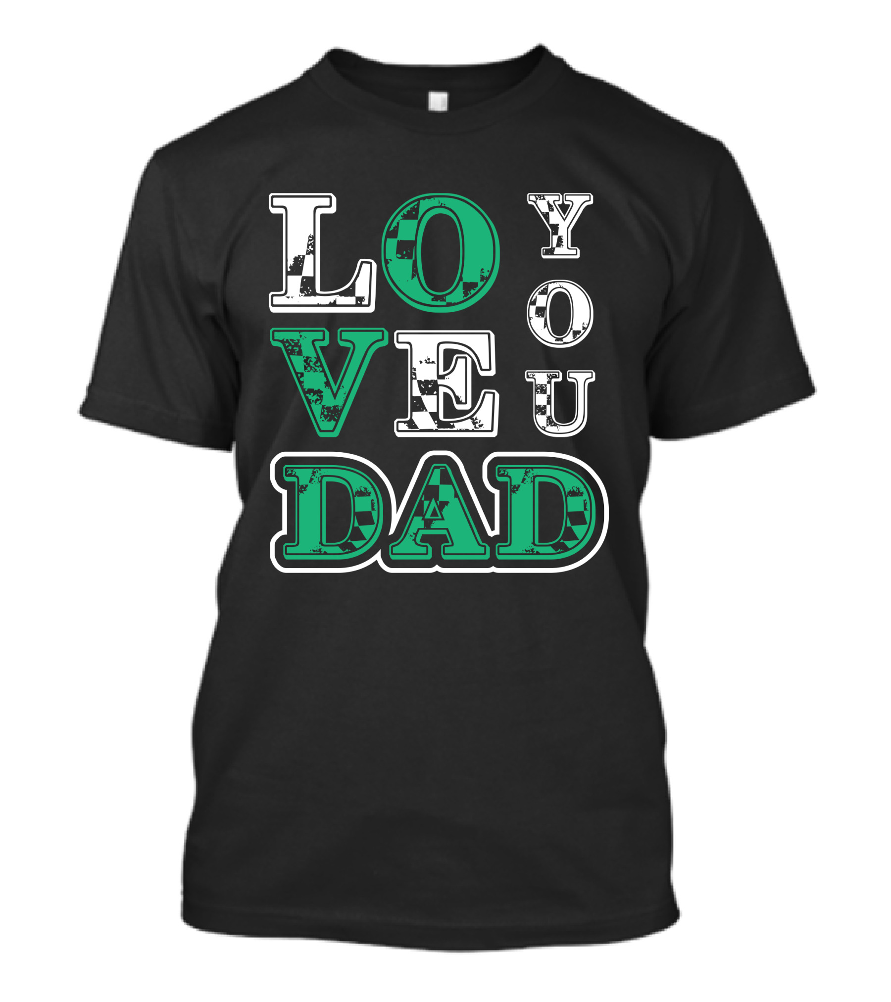 LOVE YOU DAD Fathers Day Plaid Text T-Shirt