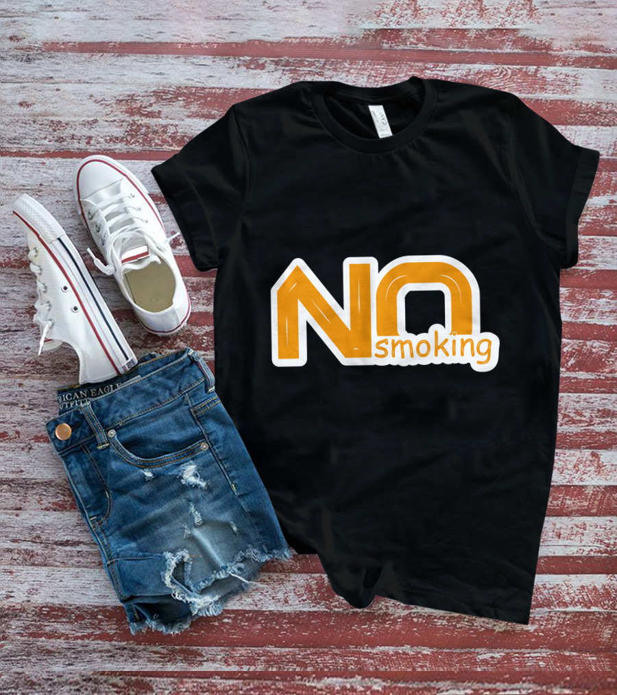 NO Smoking Style Bold Orange Text T-Shirt