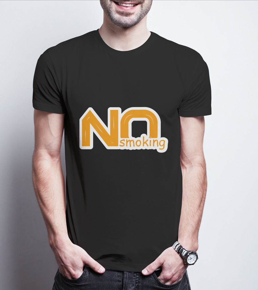 NO Smoking Style Bold Orange Text T-Shirt