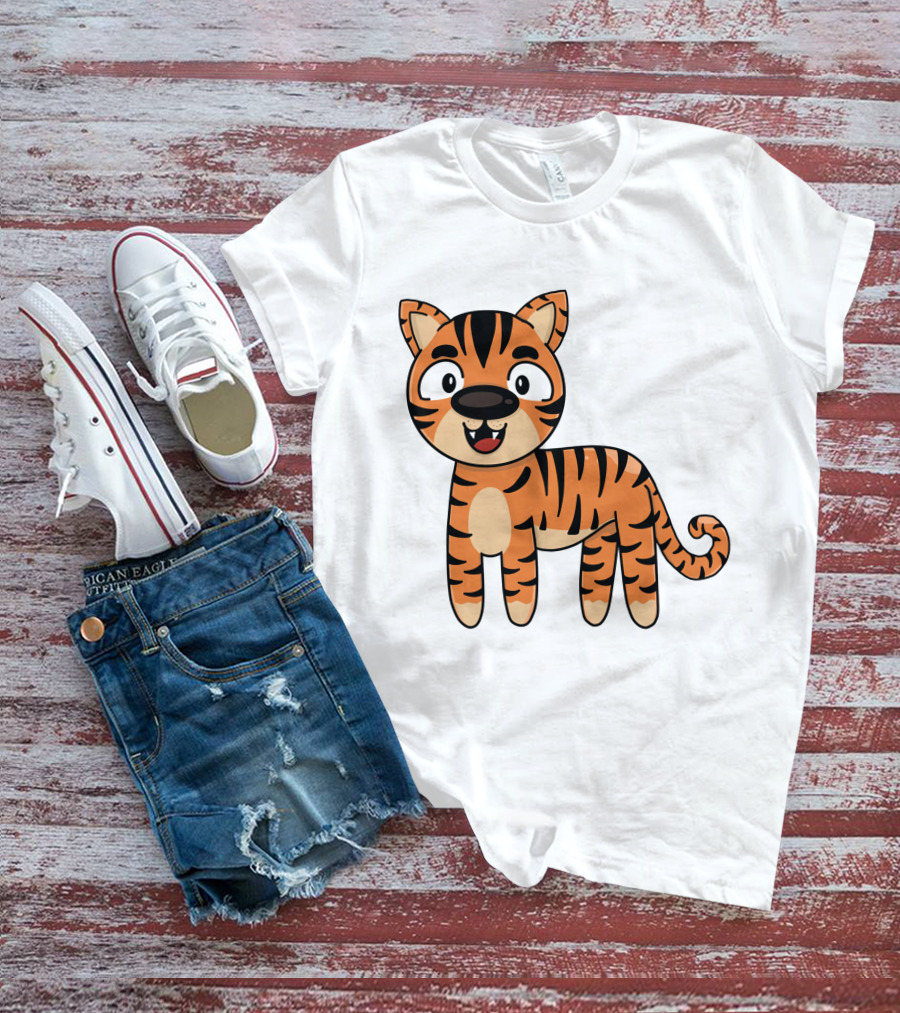 Adorable Striped Cartoon Baby Tiger T-Shirt