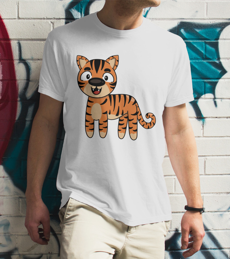 Adorable Striped Cartoon Baby Tiger T-Shirt