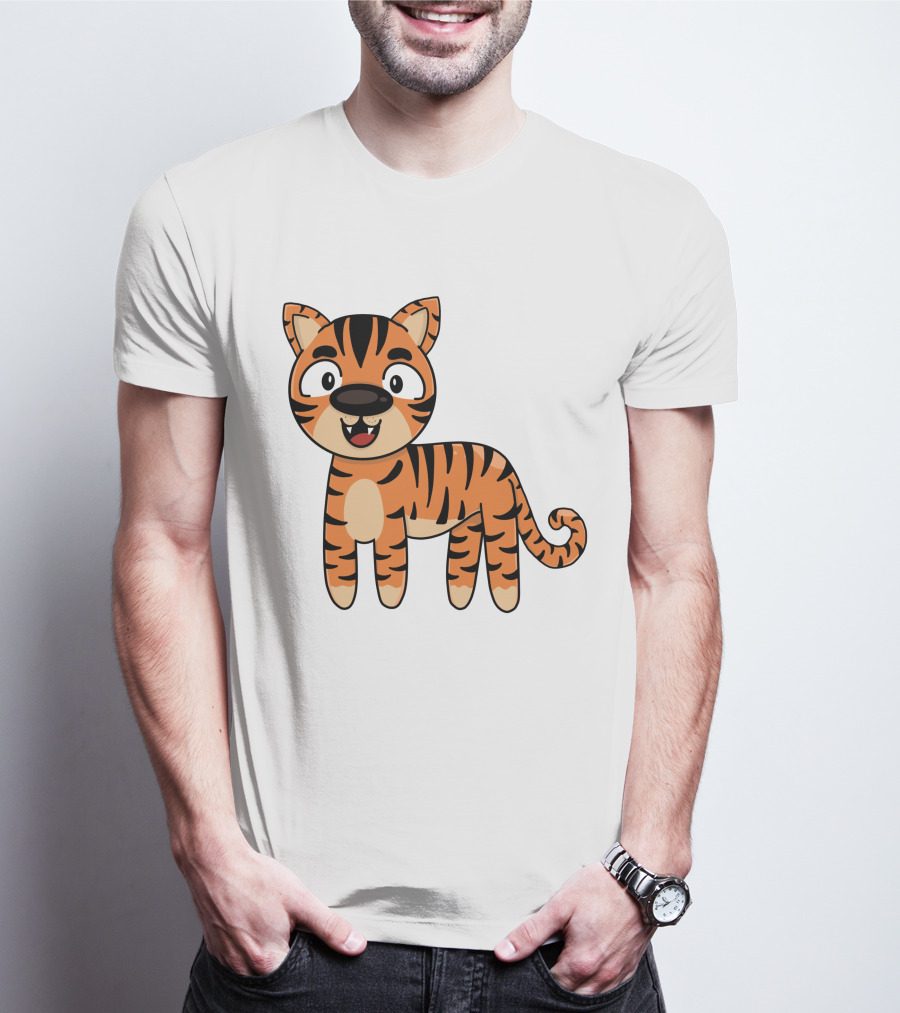 Adorable Striped Cartoon Baby Tiger T-Shirt
