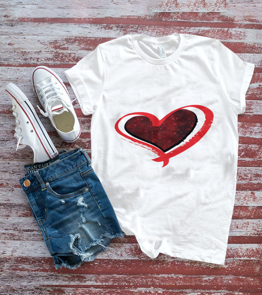 Valentines Day Heart Red Sparkle T-Shirt