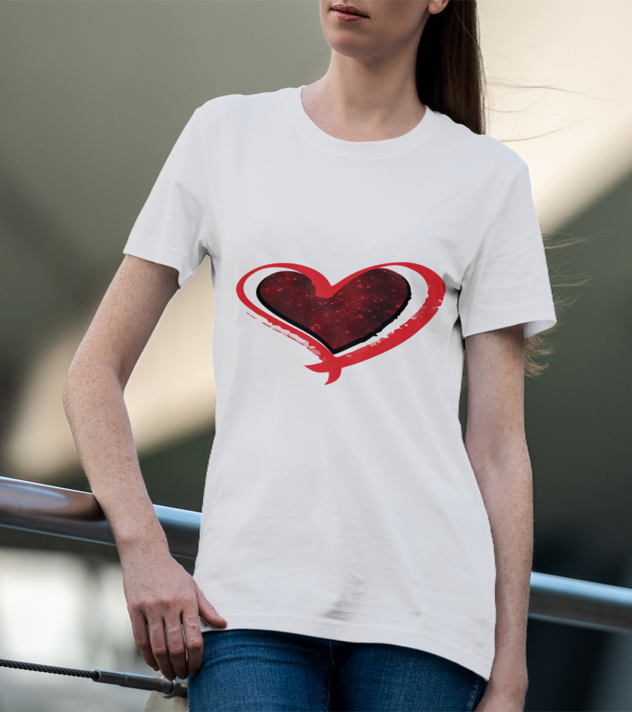 Valentines Day Heart Red Sparkle T-Shirt