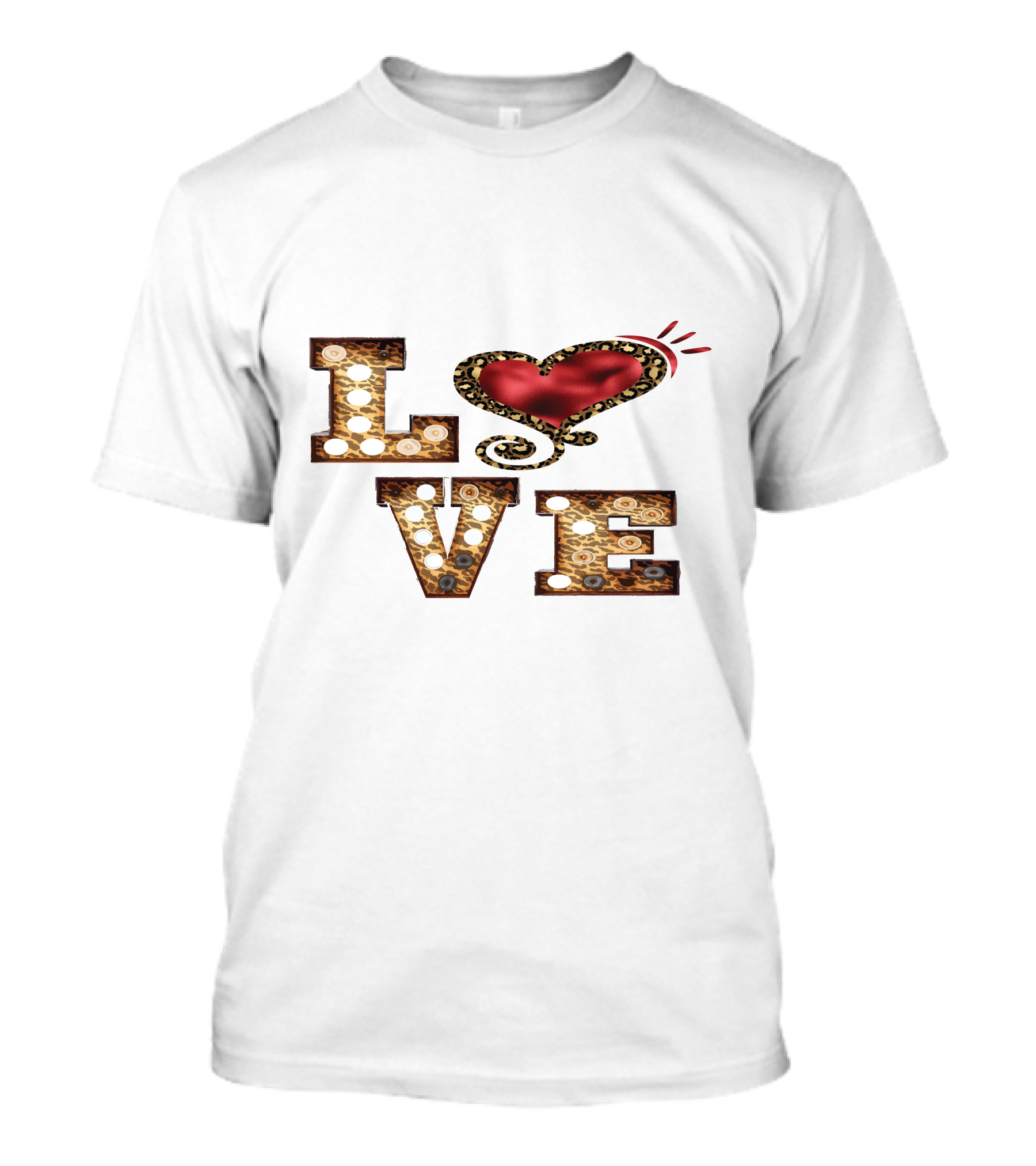 Valentines Day Leopard Heart Love T-Shirt