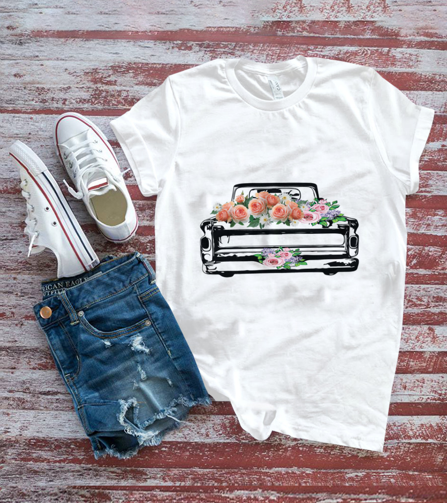 Vintage Truck Floral Arrangement T-Shirt