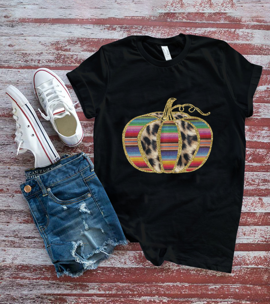 Leopard Serape Pattern Pumpkin T-Shirt