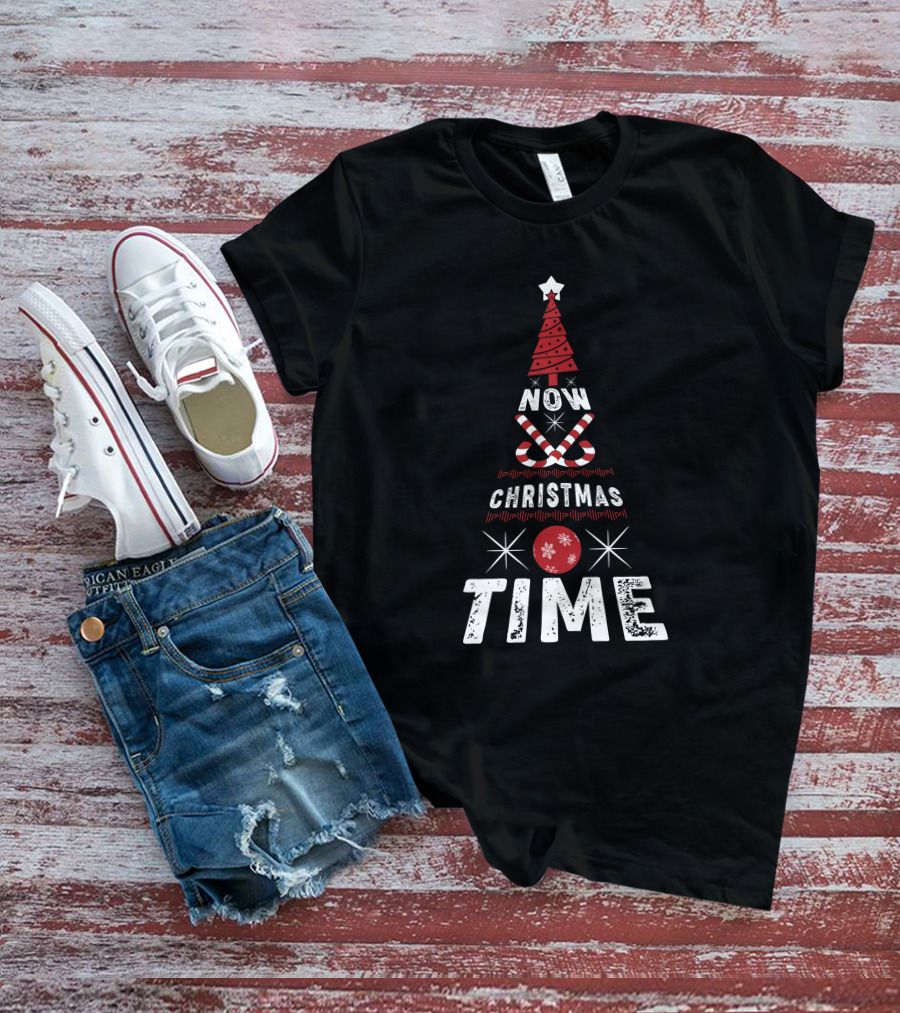 Now Christmas Time Tree With Candy Canes And Star T-Shirt