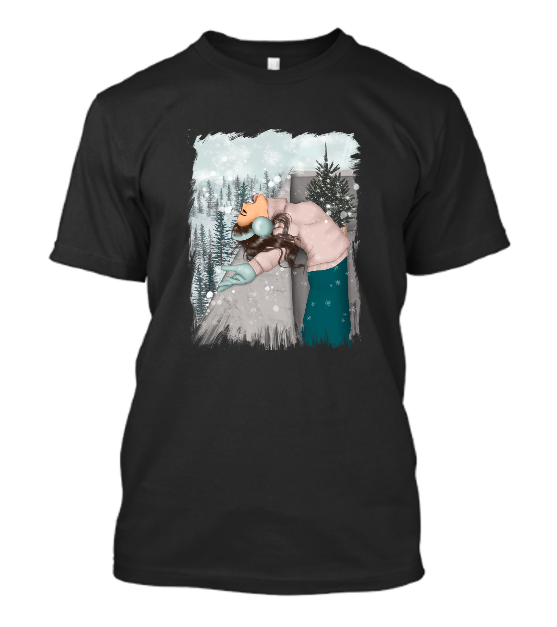 Best Wish In Winter Embracing Snowfall In Forest Scene T-Shirt