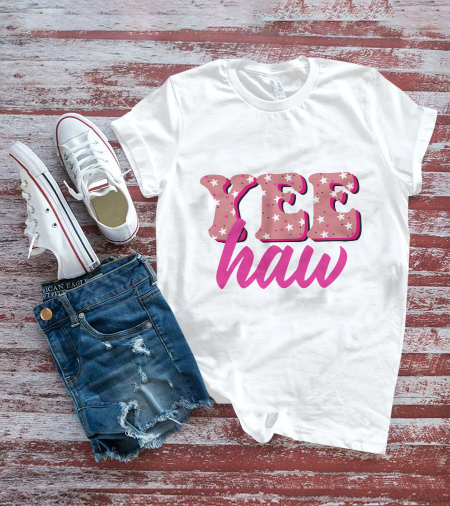 Retro Yee Haw Star Pattern Howdy T-Shirt
