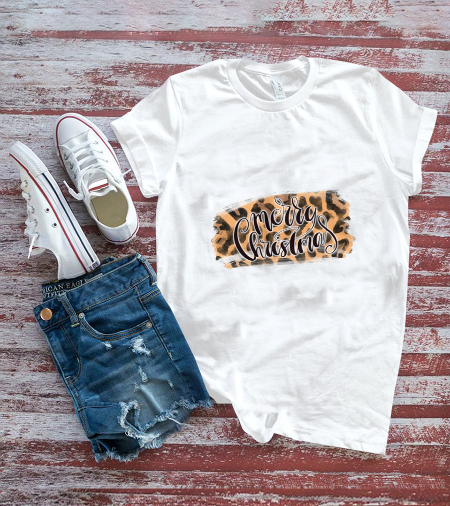 Merry Christmas Leopard Pattern Wild T-Shirt