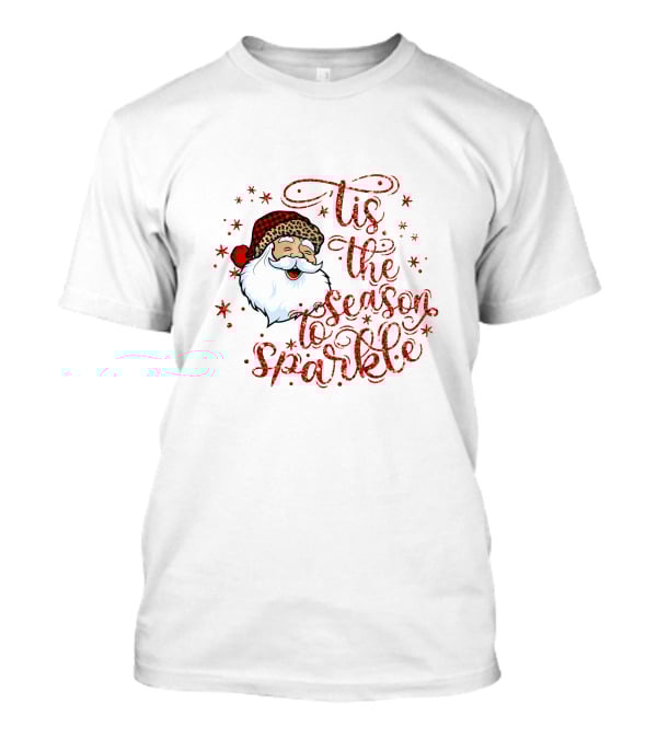 'Tis The Season To Sparkle Santa Hat Christmas Stars T-Shirt
