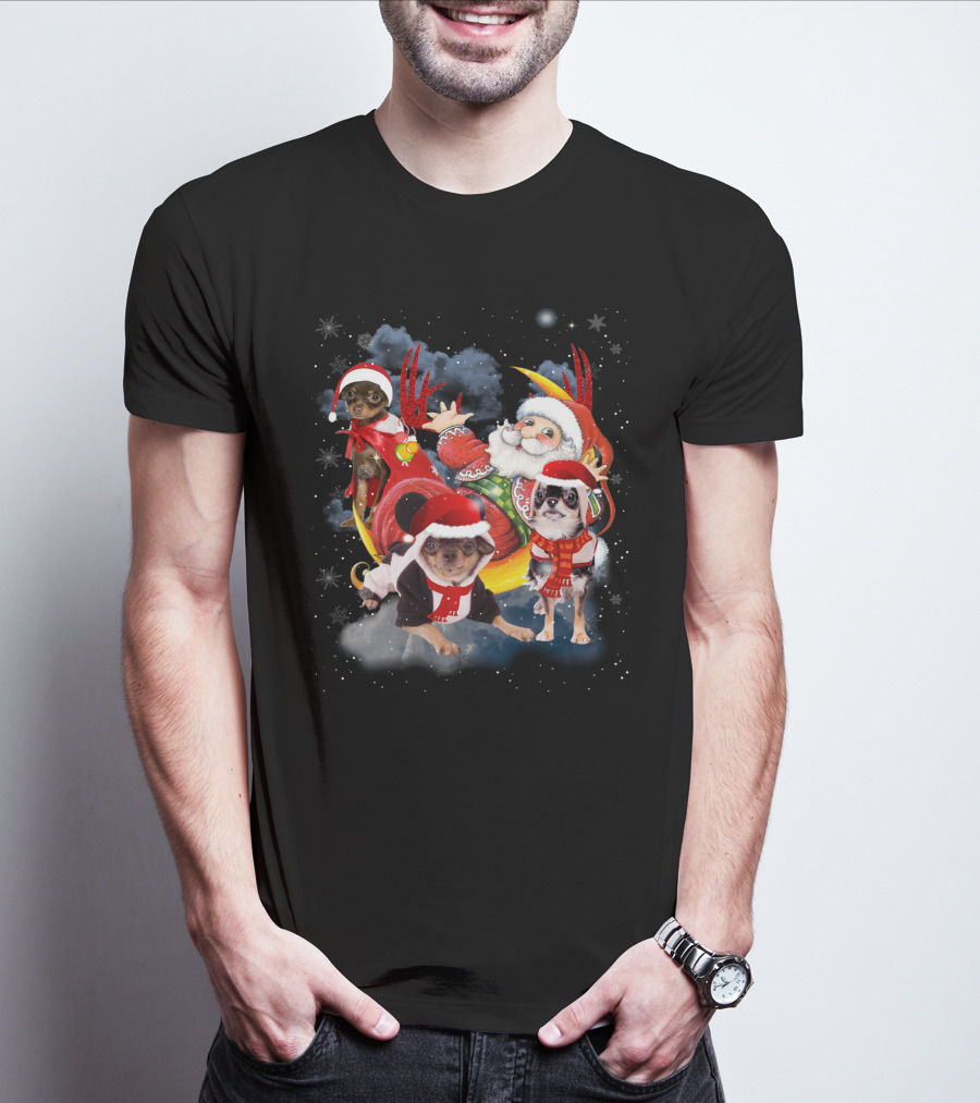 Santa's Sleigh Ride With Festive Christmas Dogs T-Shirt
