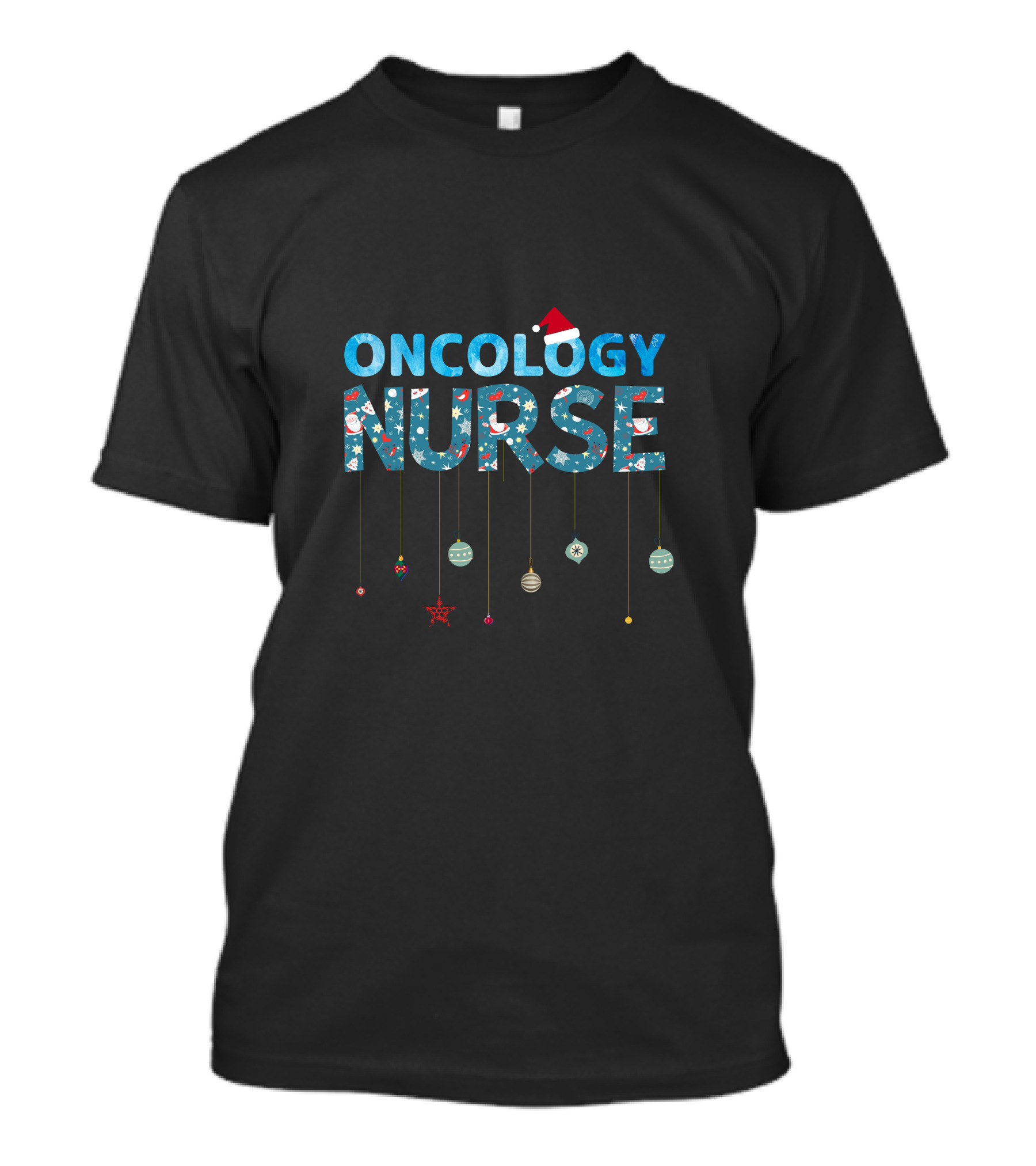 Oncology Nurse Christmas Ornament Santa Hat T-Shirt
