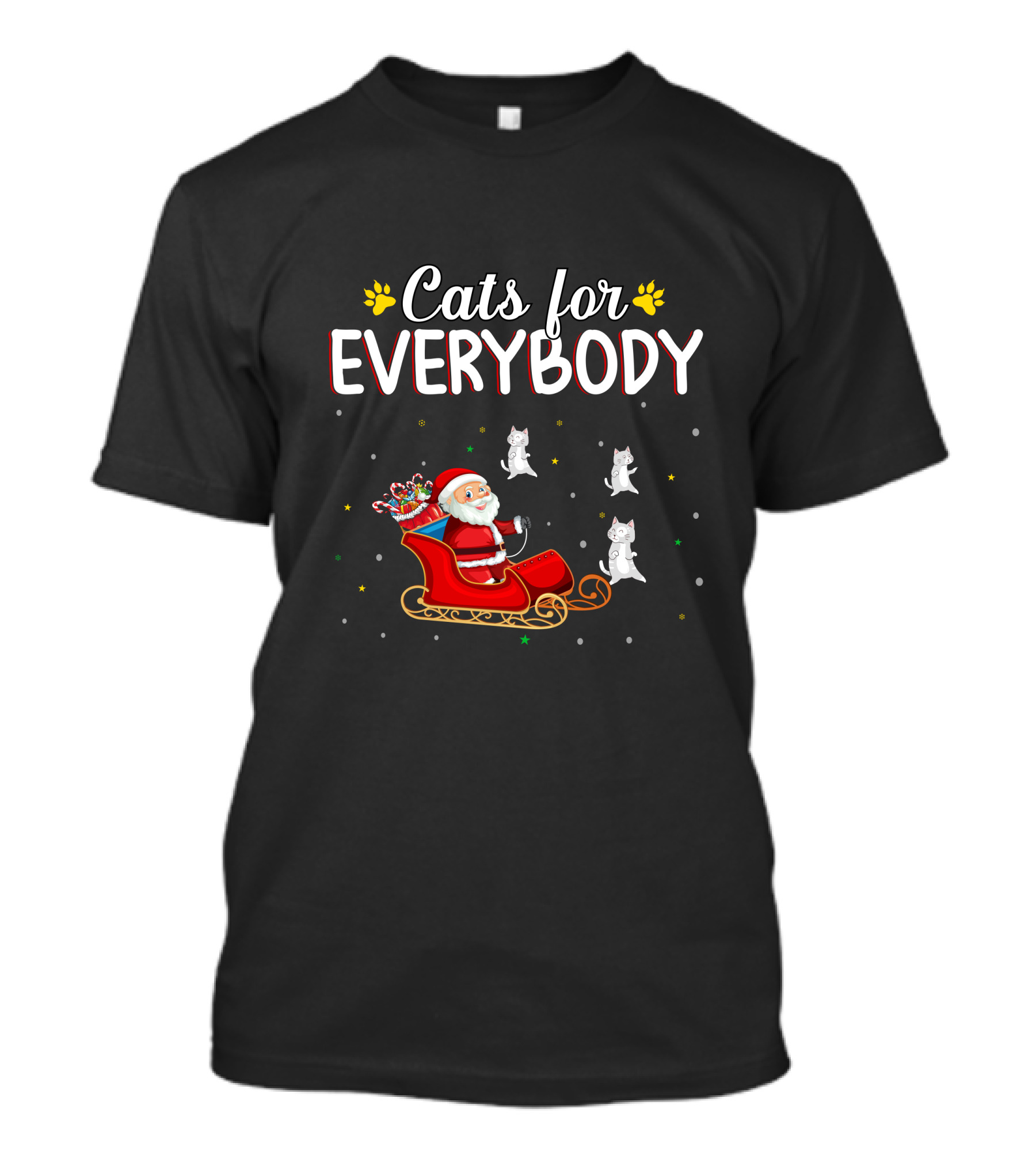 Cats For Everybody Santa Sleigh With Christmas Kittens T-Shirt