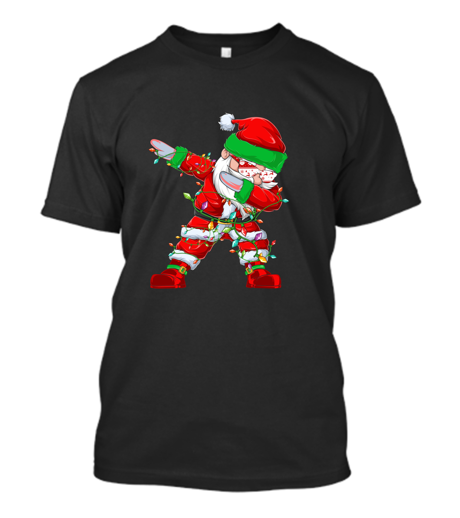 Dabbing Santa Wrapped In Christmas Lights T-Shirt