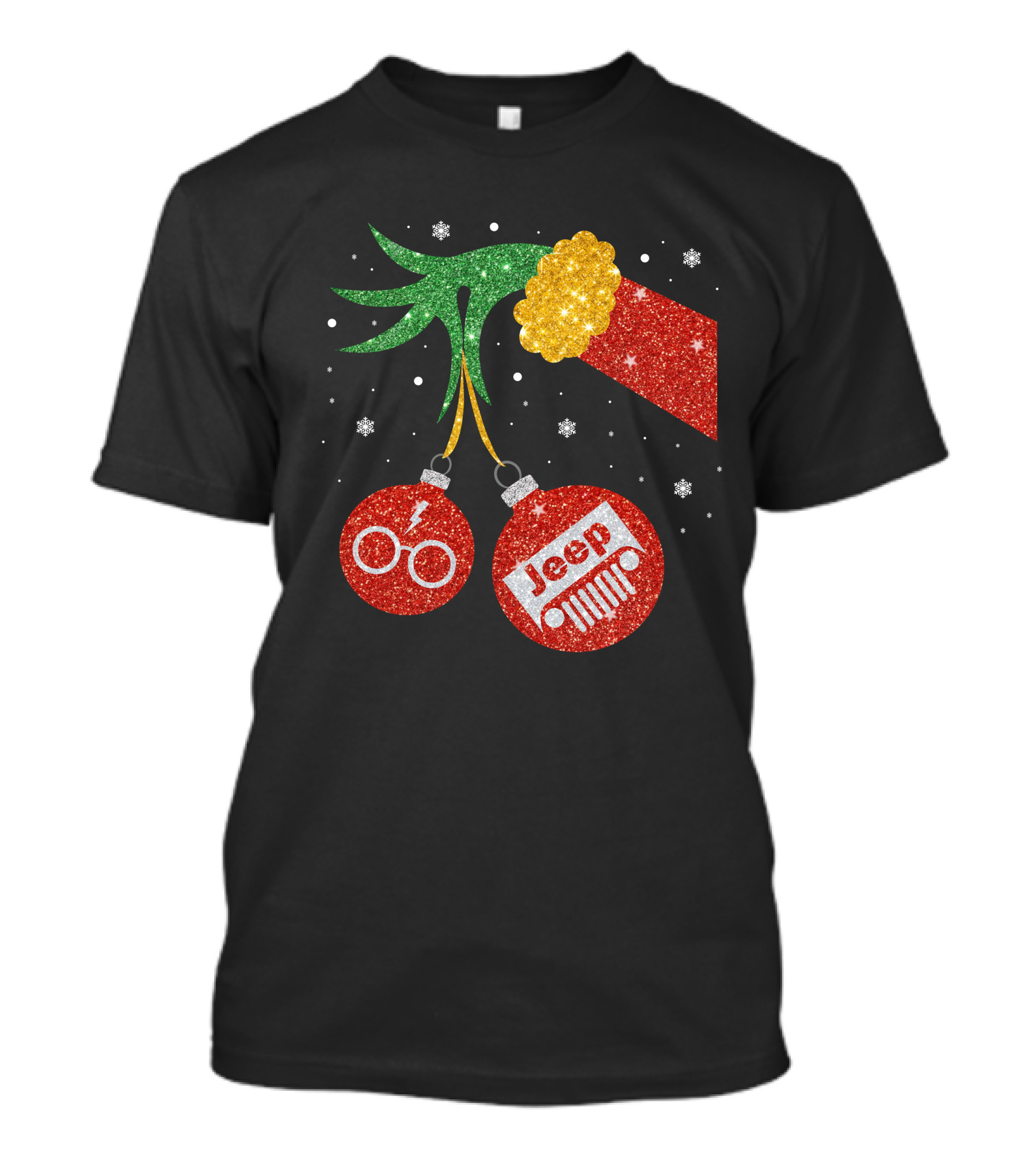Jeep Grinch Hand Christmas Ornament Harry Glasses T-Shirt