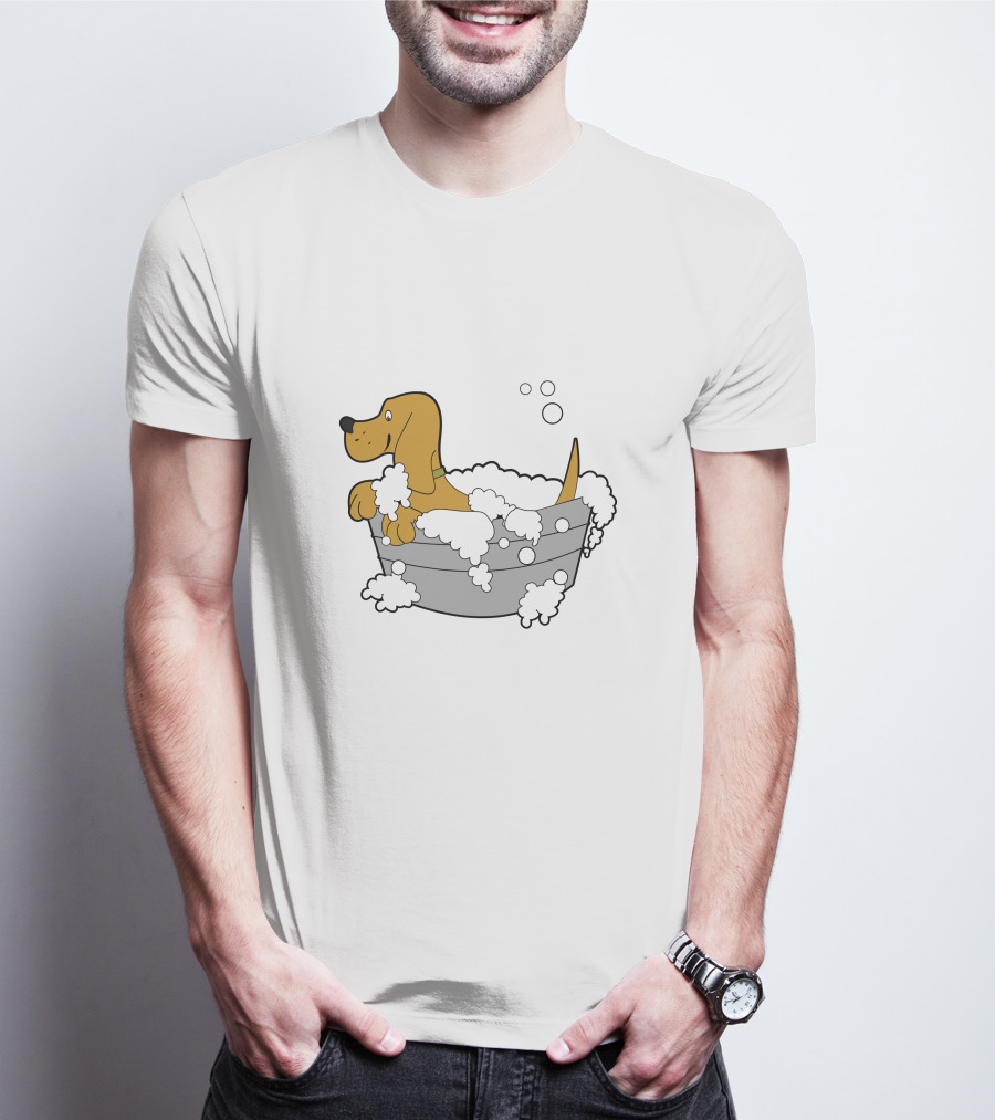 Bath Time Puppy In Bubble Tub Cartoon T-Shirt