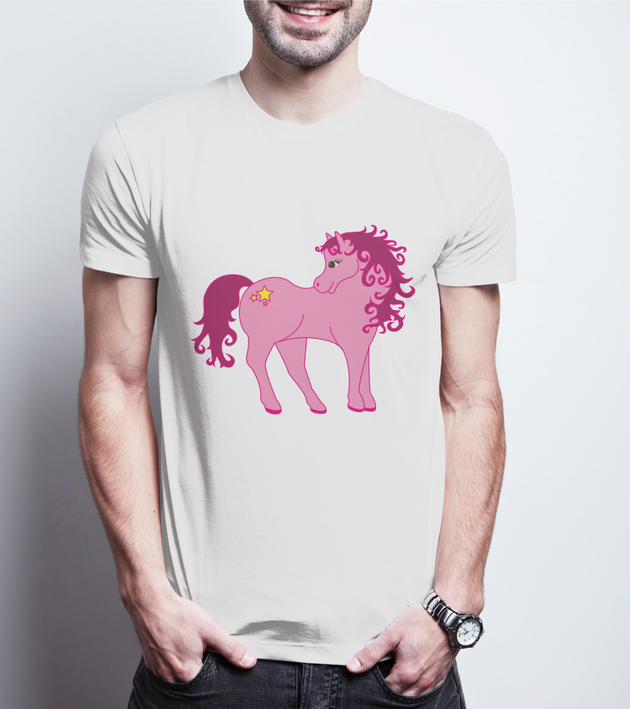 Cute Pink Pony With Curly Mane And Star Markings T-Shirt