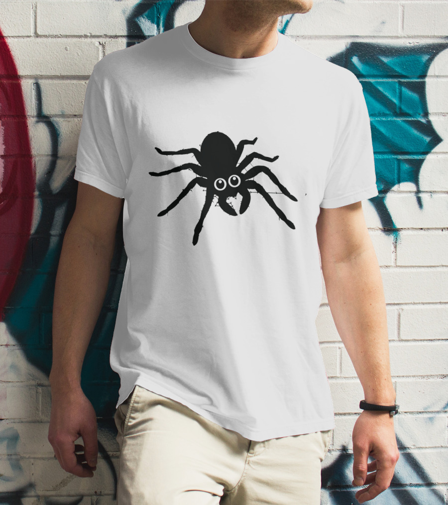 Cute Spider With Big Eyes In Web T-Shirt