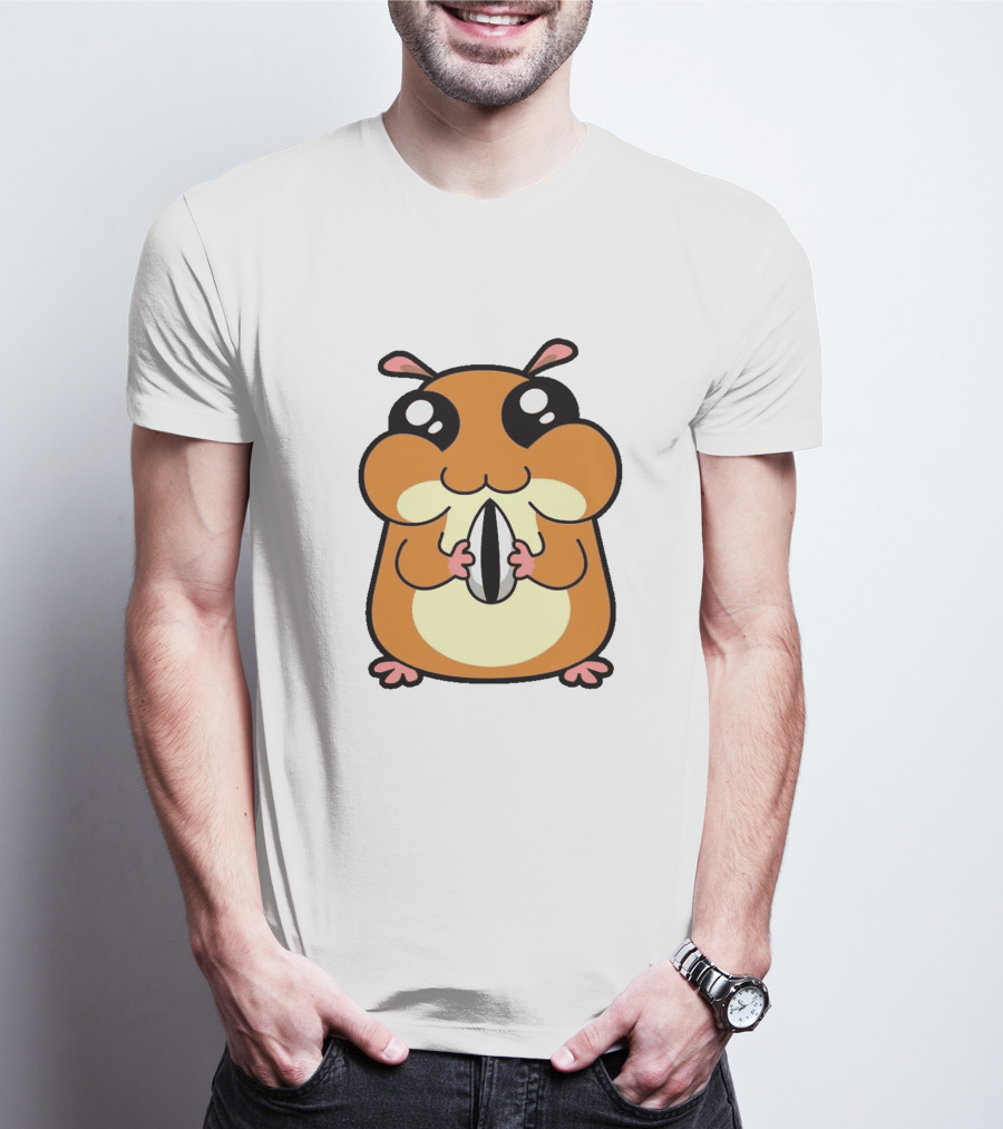 Hamster Eating Sunflower Seed Cartoon Character T-Shirt