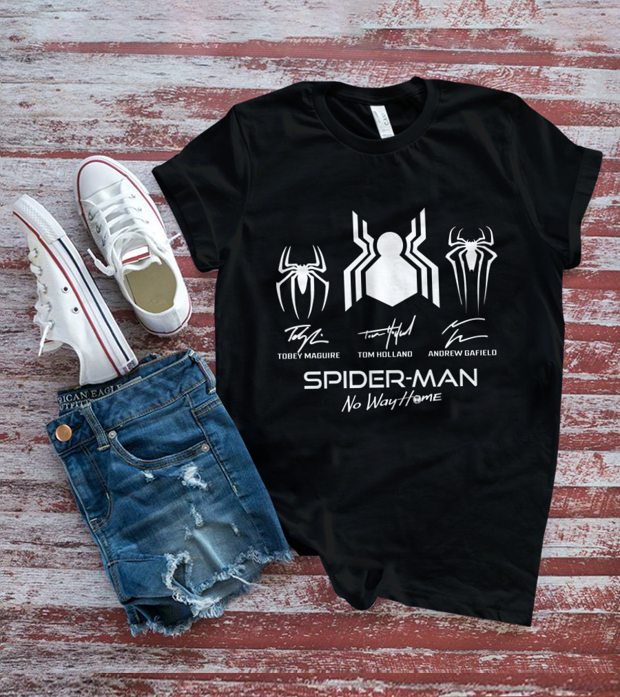 Spider-Man No Way Home Tobey Maguire Tom Holland Andrew Garfield T-Shirt