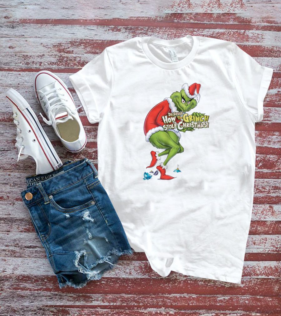 Dr Seuss How The Grinch Stole Christmas Santa Grinch Mischievous Pose T-Shirt