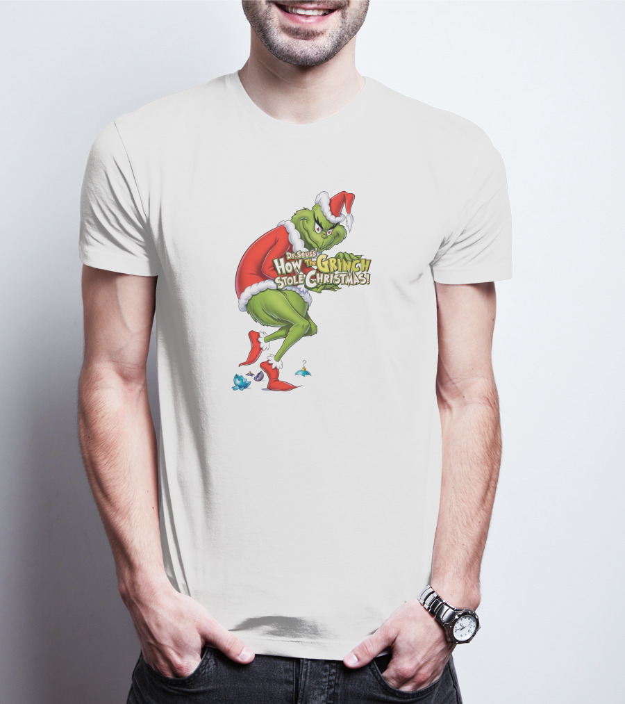 Dr Seuss How The Grinch Stole Christmas Santa Grinch Mischievous Pose T-Shirt