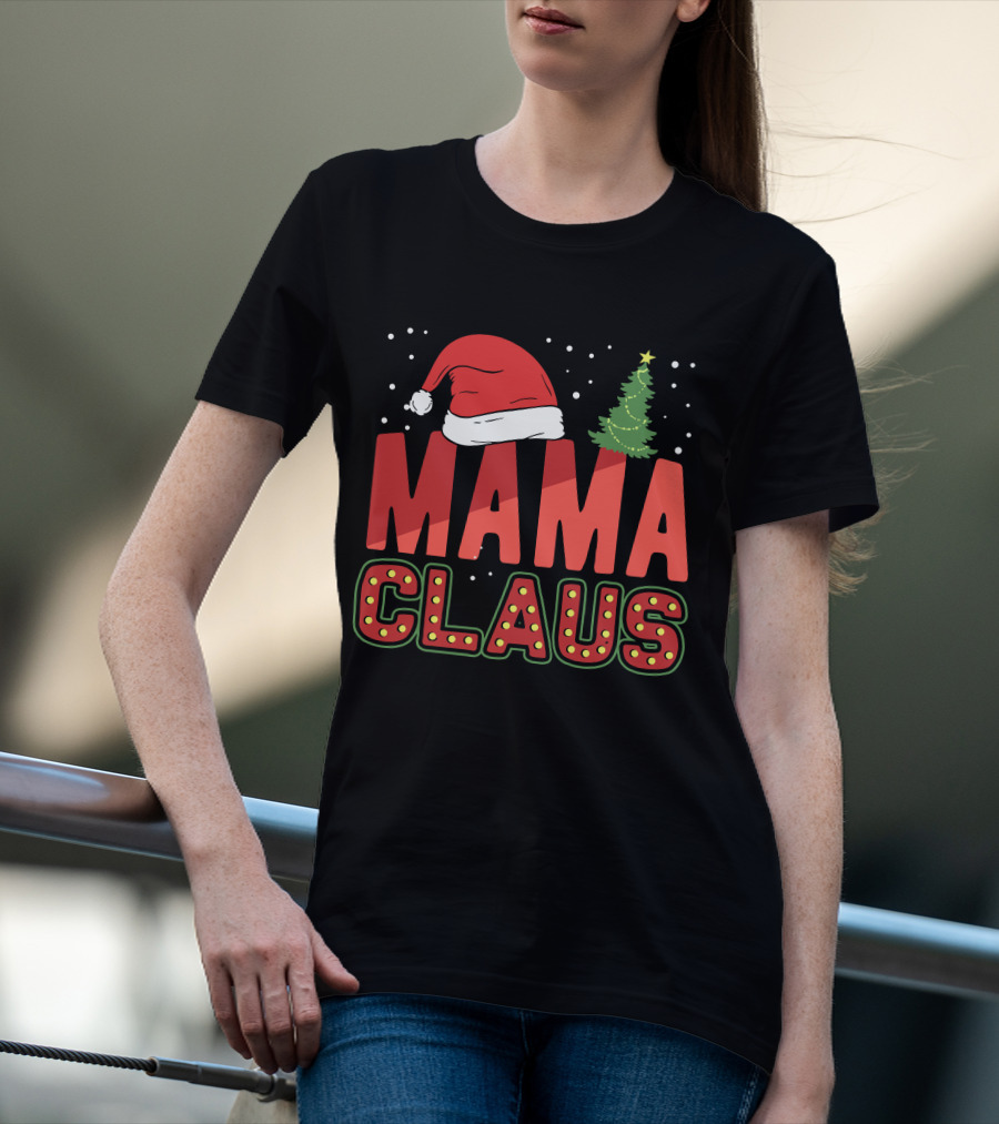 Mama Claus Christmas Santa Hat Tree T-Shirt