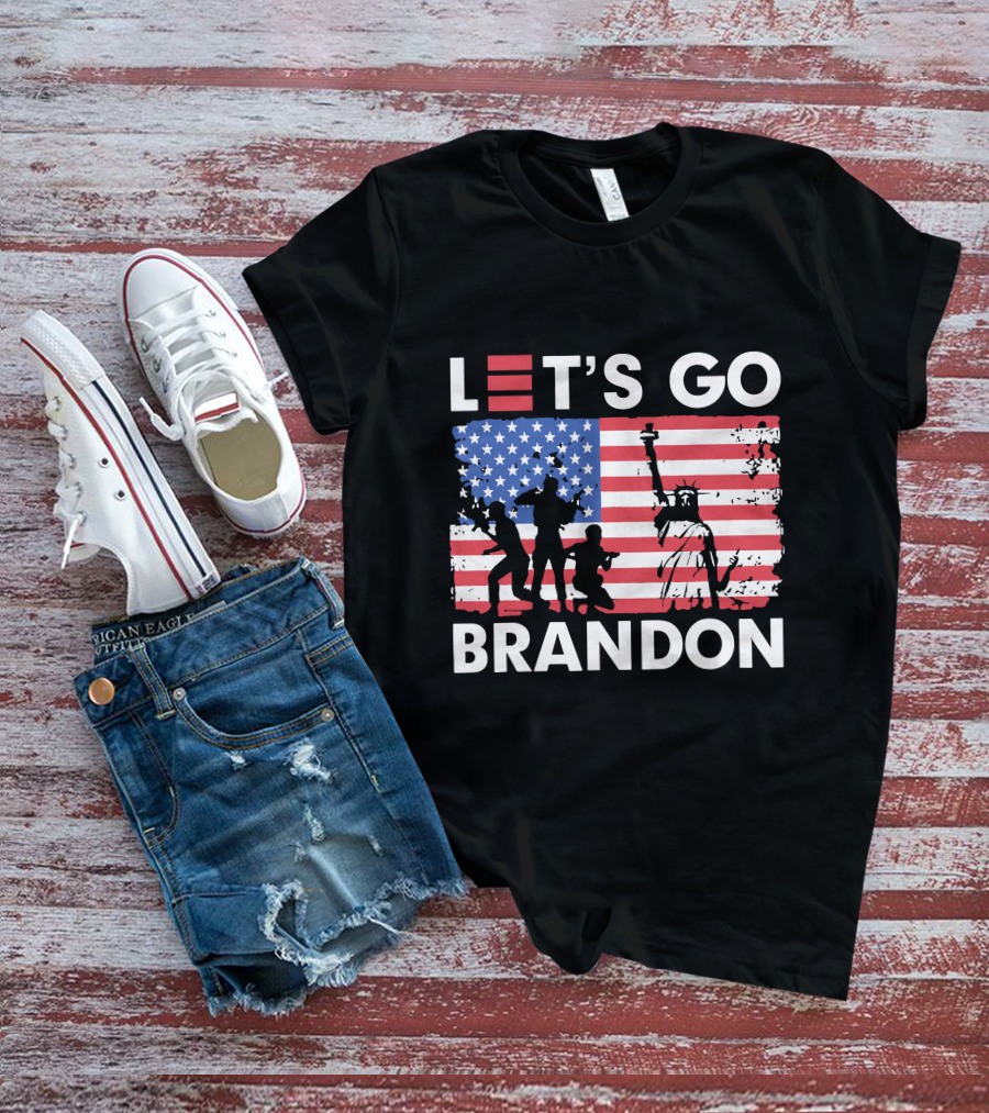 Let's Go Brandon American Flag Statue Of Liberty T-Shirt
