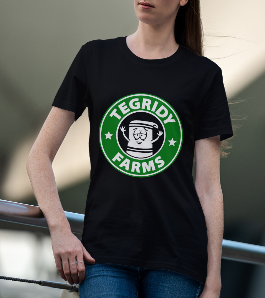 Tegridy Farms Cannabis Cup Logo With Cartoon Character And Green Circle T-Shirt